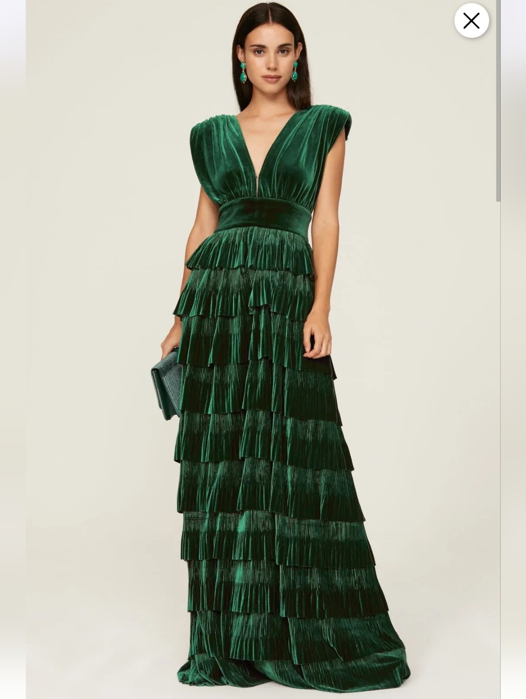 Bronx Banco Emerald Velvet Gown Size Xs Msrp $849